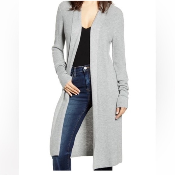 Leith Longline Open Cardigan Grey L - Picture 1 of 4